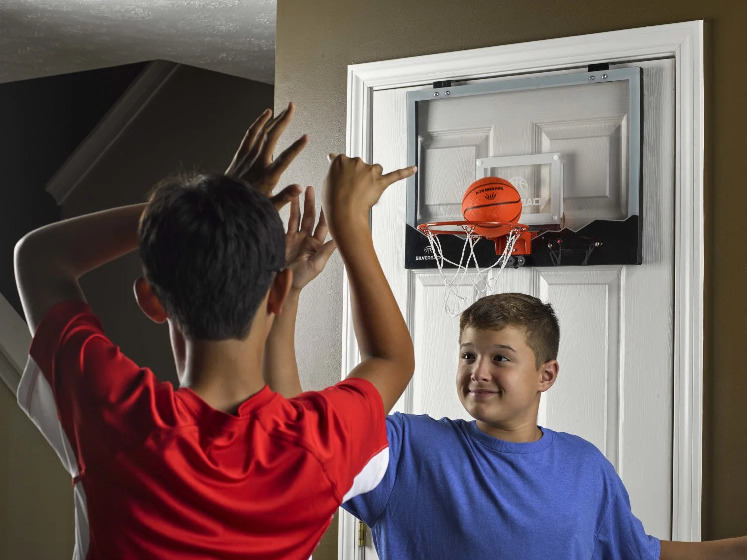 23 In. LED Light-Up over the Door Mini Basketball Hoop Includes Mini Basketball and Air Pump