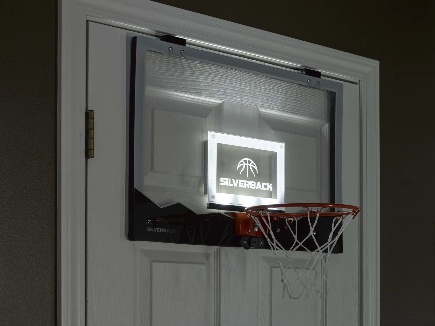23 In. LED Light-Up over the Door Mini Basketball Hoop Includes Mini Basketball and Air Pump